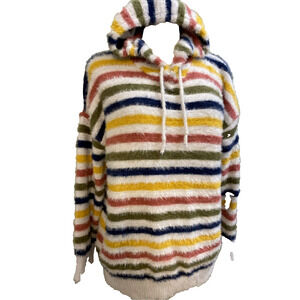 Anthropologie Oliver Striped Soft Multicolor Hooded Sweater L